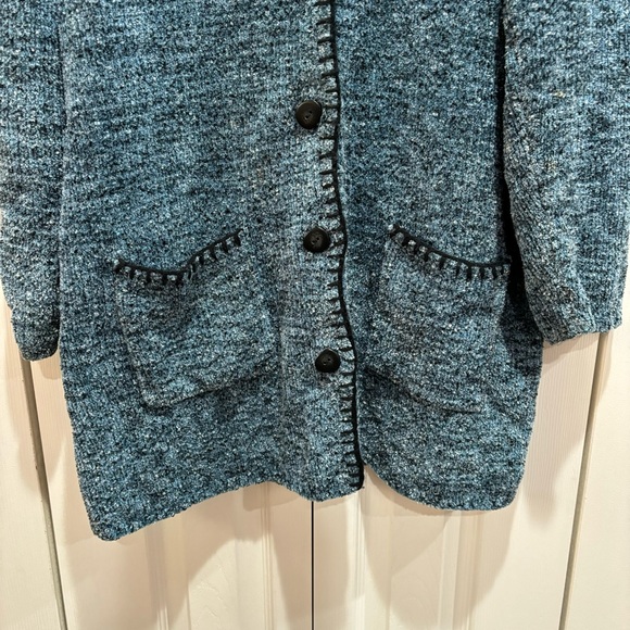 DENIM&CO Women’s Long Warm Knit Button Down Cardigan w/ Pockets - blue, size M - Picture 2 of 7